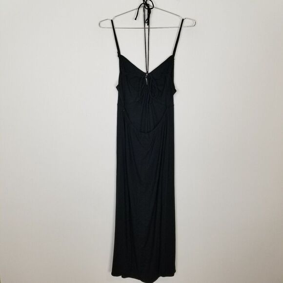 H & M Women Strap Detail Jersey Maxi Dress Sz M  Black Open Back Party Event - Picture 5 of 9